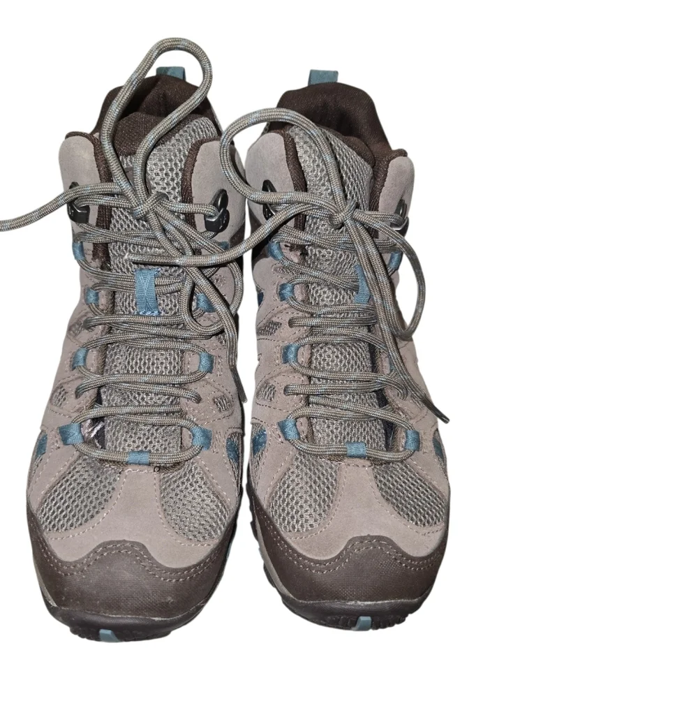 Merrell Deverta 2 Hiking Boot Women 7 Suede Mesh Upper Light Brown Blue Lace-up